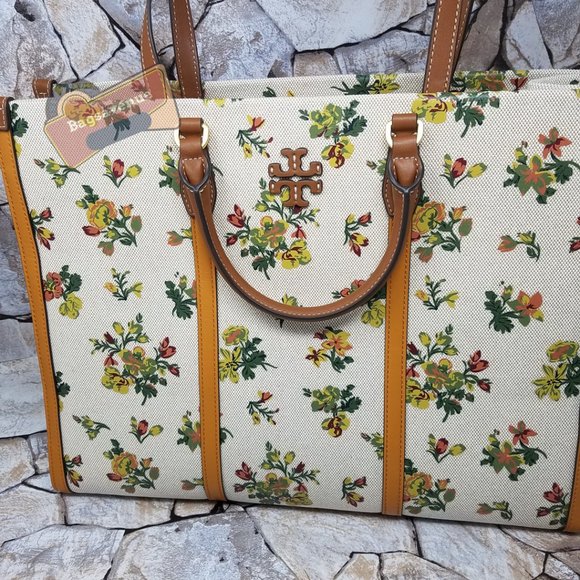 #bagsavenue Yellow Green Floral Christmas Tory Burch Daisy Printed Jumbo - Picture 6 of 16